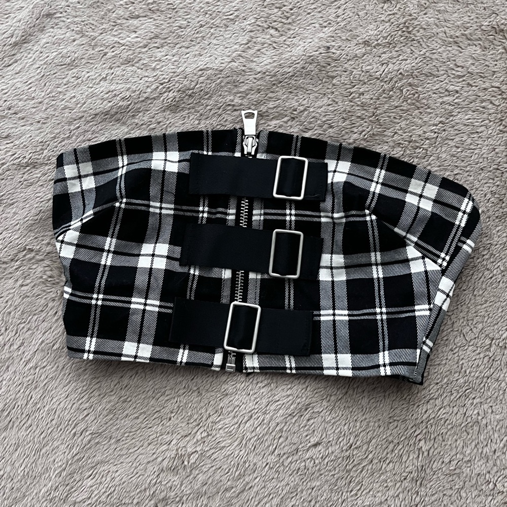 I.AM.GIA plaid tube top.